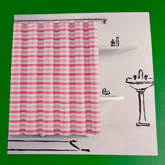 Kate Spade Pink Striped Shower Curtain - Picture 6 of 6